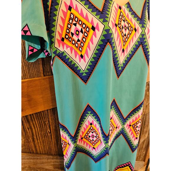 Uncle frank small S Easter egg bright stripes short sleeve midi shift dress - Picture 3 of 7